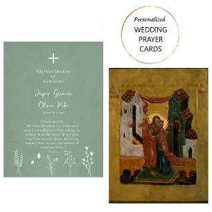 Wildflowers on Sage Background Wedding Prayer Card