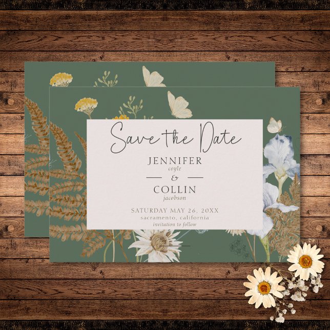 Wildflowers on Sage Wedding Save The Date (Wildflowers on Sage Wedding Save The Date)