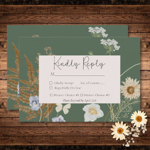 Wildflowers on Sage Wedding Two Dinner RSVP Card