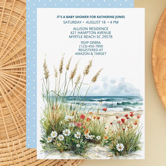 Wildflowers on the Beach Baby Shower Invitation (Creator Uploaded)
