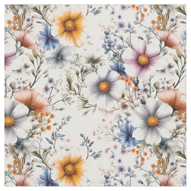 Wildflowers on White Fabric (Close Up)