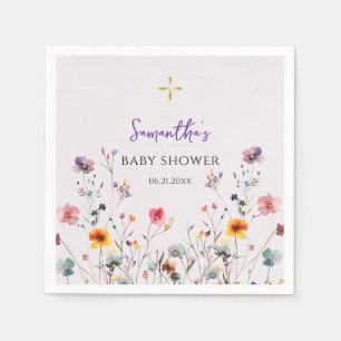 Wildflowers Orthodox Christian Baby Shower Napkin