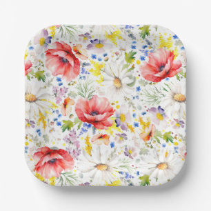 Wildflowers Pattern Elegant Botanical Summer Party Paper Plate