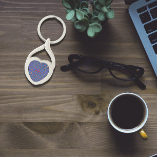 Wildflowers pattern name blue Metal Keychain
