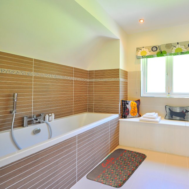 Wildflowers pattern poppy brown  bath mat (Creator Uploaded)