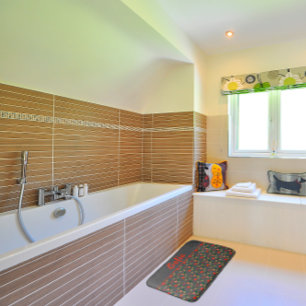 Wildflowers pattern poppy grey  bath mat