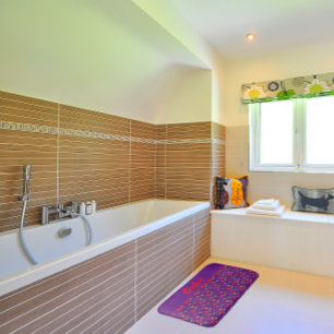 Wildflowers pattern poppy purple bath mat