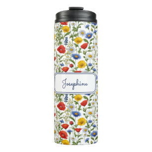 Wildflowers Patterned Colourful Floral Custom Name Thermal Tumbler