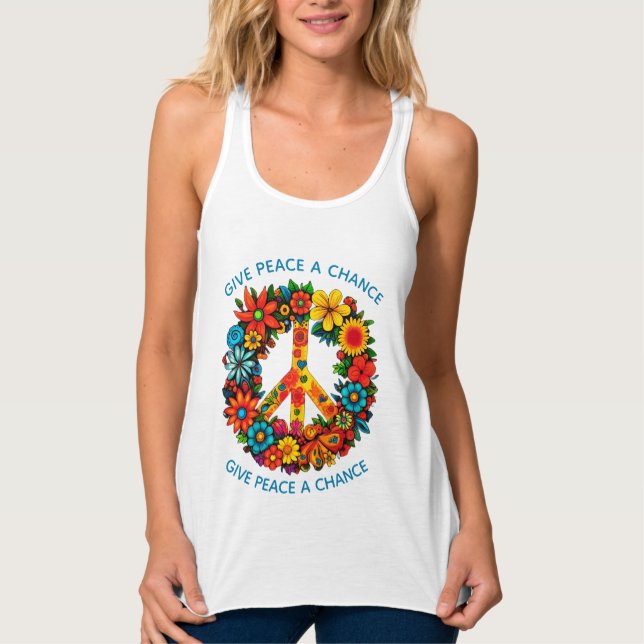 Wildflowers Peace Sign floral wreath Singlet (Front)