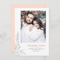 Wildflowers Peach Elegant Wedding Thank You Photo