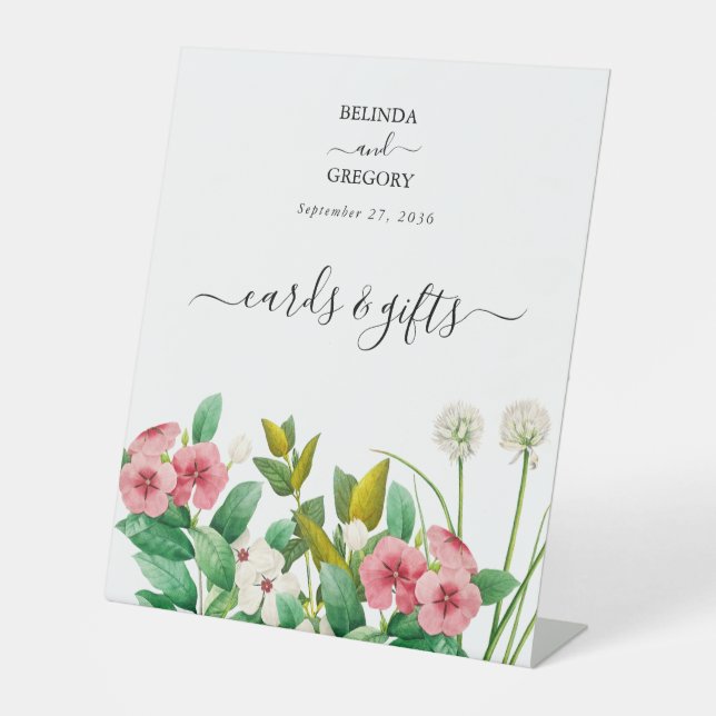 Wildflowers Periwinkle Cards & Gifts Wedding Pedestal Sign (Front)