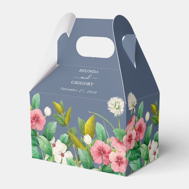 Wildflowers Periwinkle Dusty Blue Wedding   Favour Box (Front Side)