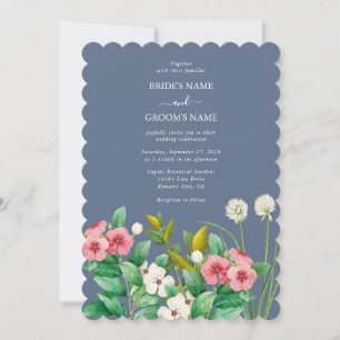 Wildflowers Periwinkle Dusty Blue Wedding Invitation