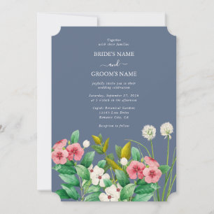 Wildflowers Periwinkle Dusty Blue Wedding Invitation