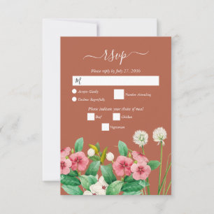 Wildflowers Periwinkle Orange Terracotta Wedding RSVP Card