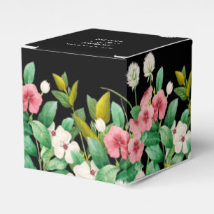Wildflowers Periwinkle Watercolor Black Wedding  Favour Box