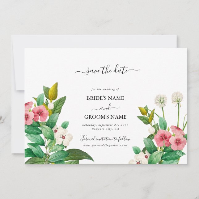 Wildflowers Periwinkle Watercolor Wedding   Save The Date (Front)