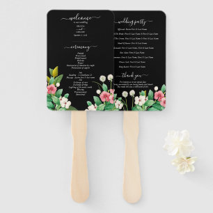 Wildflowers Periwinkle Wedding Black Program Hand Fan