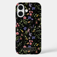 Wildflowers Personalised Name Black