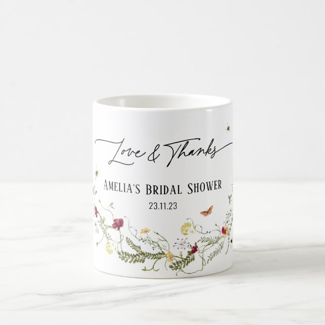 Wildflowers Personalised Party Favour Bridal Showe Coffee Mug (Center)