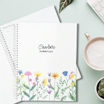 Wildflowers Personalised Script Name Planner<br><div class="desc">This floral planner is decorated with hand-drawn wildflowers and stylish script typography.
Easily customisable with your name and year.
Use the Design Tool to change the text size,  style,  or colour.
Original Drawing © Michele Davies.</div>