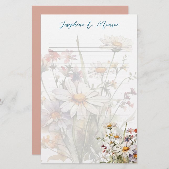 Wildflowers Personalised Writing Paper Lined (Front/Back)