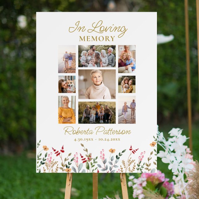 Wildflowers Photo Collage Funeral Memorial Welcome Poster (Creator Uploaded)