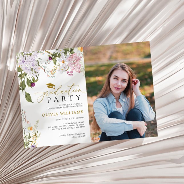 Wildflowers Photo Graduation Party Invitation (Creator Uploaded)