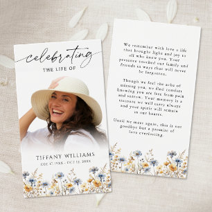Wildflowers Photo Loving Memory Prayer Card