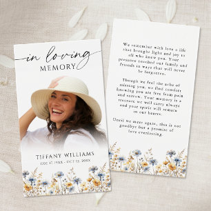Wildflowers Photo Loving Memory Prayer Card