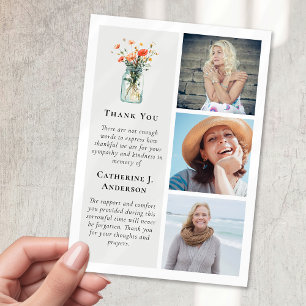 Wildflowers Photo Sympathy Funeral Thank You Card