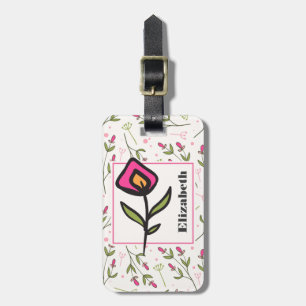 Wildflowers - Pink and Orange Petals Personalised Luggage Tag