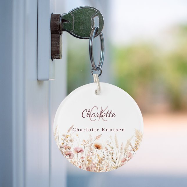 Wildflowers pink beige monogram key ring (Creator Uploaded)