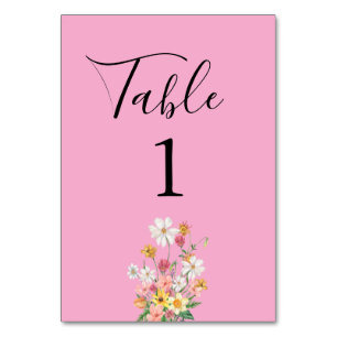 Wildflowers Pink Birthday Table Number