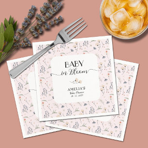 Wildflowers Pink Girl Baby Shower Napkin