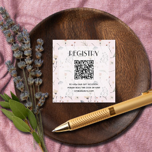 Wildflowers Pink Girl Baby Shower Registry QR Code Enclosure Card
