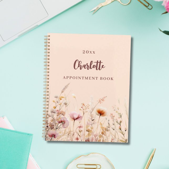 Wildflowers pink peach name appointments 2026 planner (Creator Uploaded)