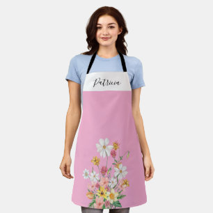 Wildflowers Pink Personalised Apron