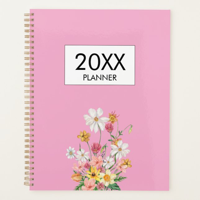 Wildflowers Pink Personalised Planner (Front)
