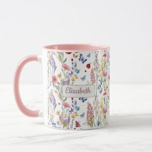 Wildflowers & Pink Personalized Boho Gift for He Mug
