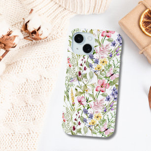 Wildflowers Pink Purple Yellow Flowers Greenery iPhone 15 Case