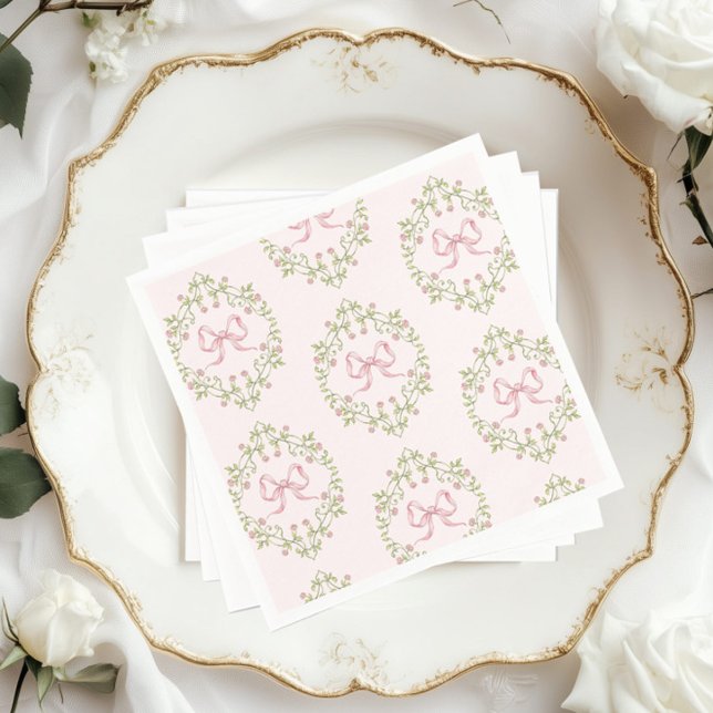 Wildflowers pink ribbon Bow Coquette baby shower Napkin (Creator Uploaded)