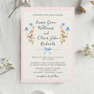Wildflowers Pink Romantic Garden Wedding Invitation