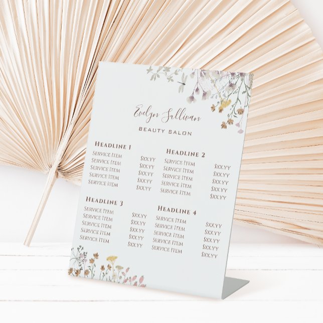Wildflowers Price List Pedestal Sign (Creator Uploaded)