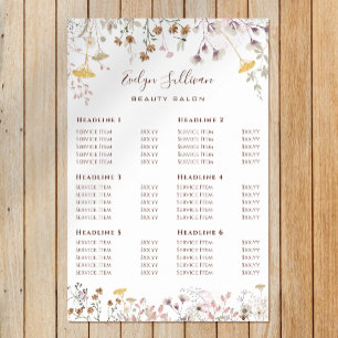 Wildflowers Price List Poster