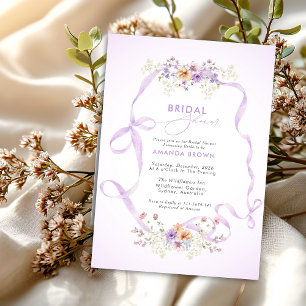 Wildflowers Purple Bow Love in bloom Bridal Shower Invitation
