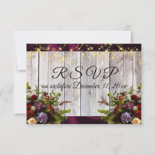Wildflowers, Purple Ribbon & Lights RSVP Card