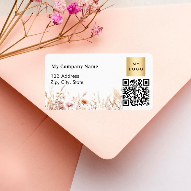 Wildflowers QR code business logo return address Label (Creator Uploaded)