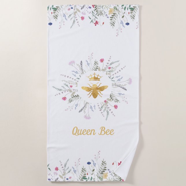 wildflowers  queen bee beach towel (Front)