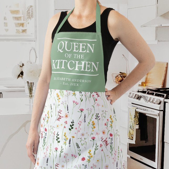 Wildflowers Queen of the Kitchen Name Apron (Creator Uploaded)